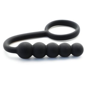 Sort Anal Prop Silikone med Ring