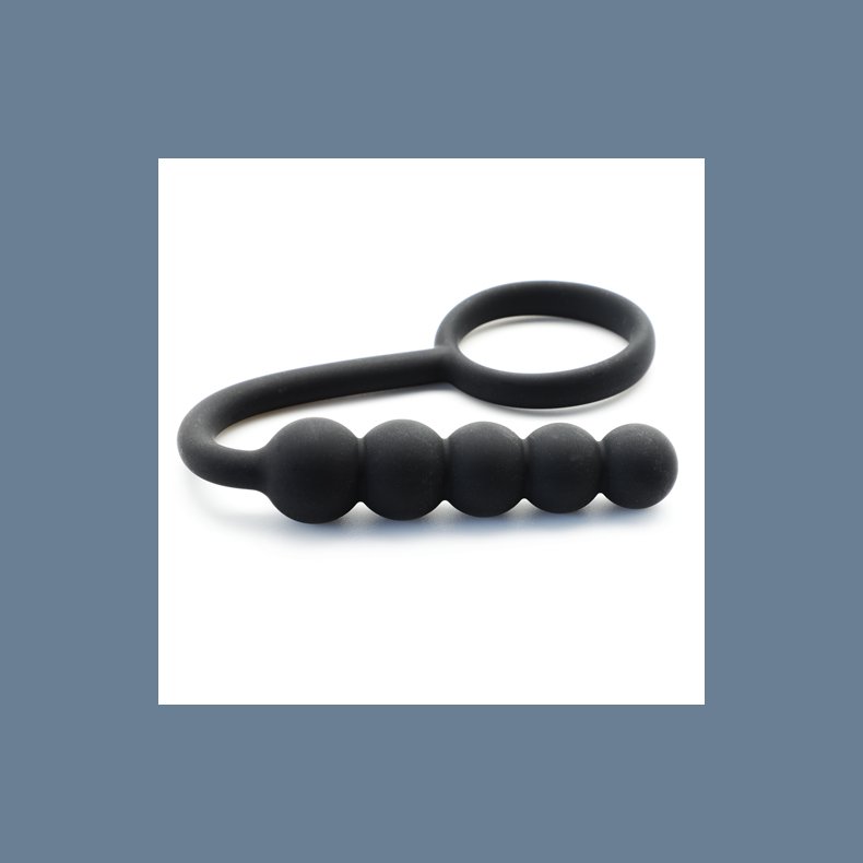 Sort Anal Prop Silikone med Ring