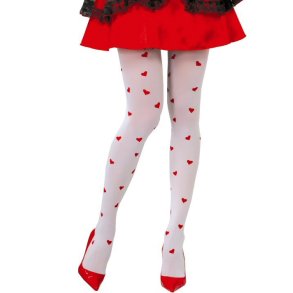 Hvide Strmpebukser med Rde Hjerter
