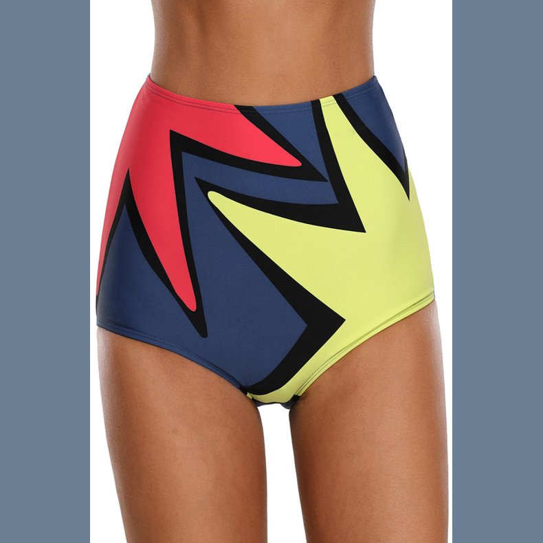 Polygonal Star Print High Waist Swim Bottom