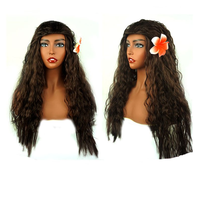 Polynesian Brown Hair Hawaiian Wig