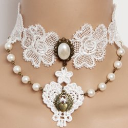 Vintage Gothic Victorian White Lace Pearl