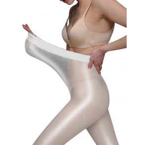 Hvid Buksestrmpe med Hj Talje