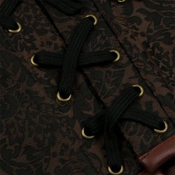 Steampunk Steel Boned Retro Brown Jacquard PU Leather Overbust Corset