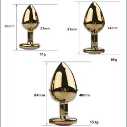Guld Anal Plug med Hjerte Sten