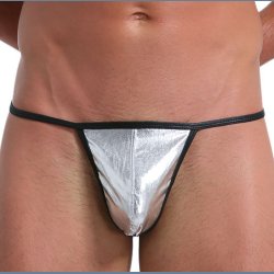 Mens Sexy Low Rise PU Thong