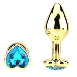 Guld Anal Plug med Hjerte Sten