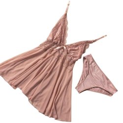 Deep V Neck Lace Tulle Babydoll