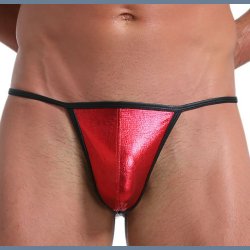 Mens Sexy Low Rise PU Thong
