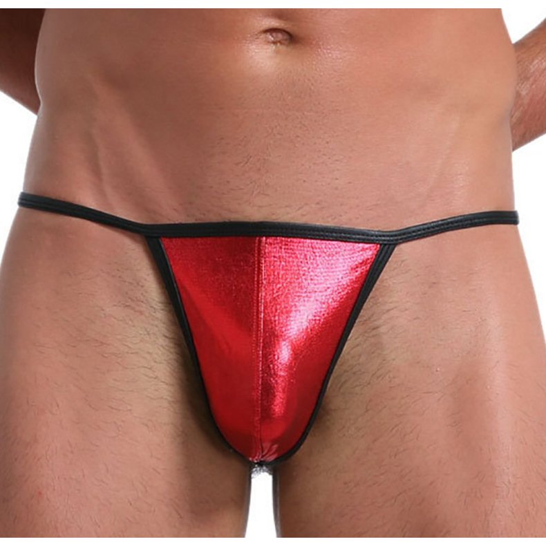 Mens Sexy Low Rise PU Thong