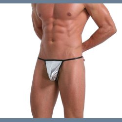 Mens Sexy Low Rise PU Thong