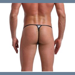 Mens Sexy Low Rise PU Thong