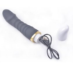 12-Speed Black Rechargeable Silicone Dildo Vibrator