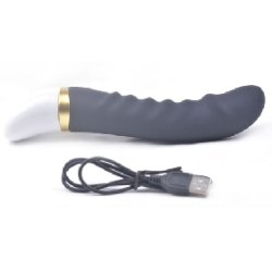 12-Speed Black Rechargeable Silicone Dildo Vibrator