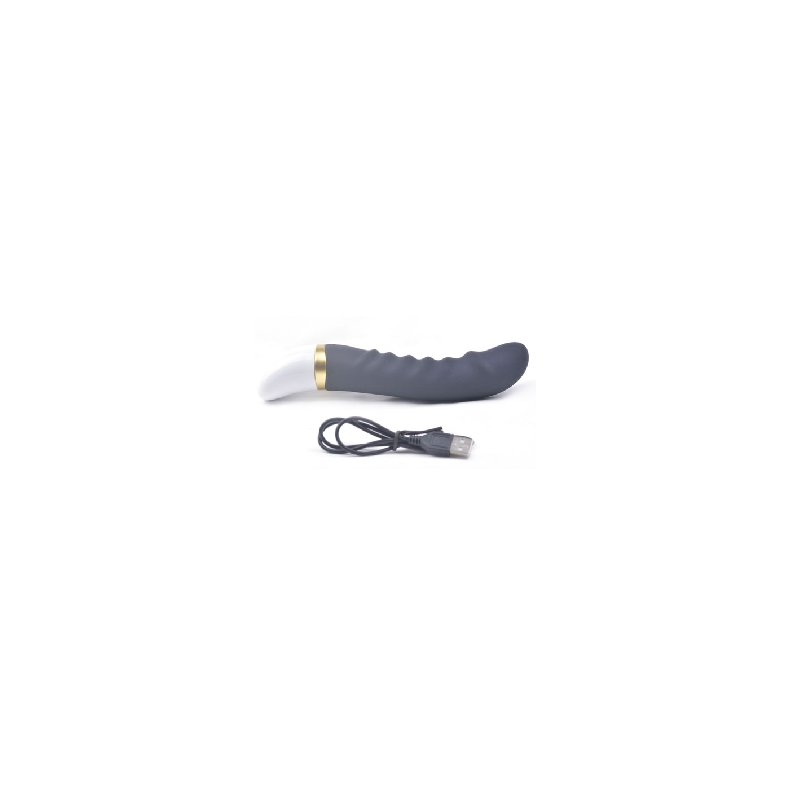 12-Speed Black Rechargeable Silicone Dildo Vibrator