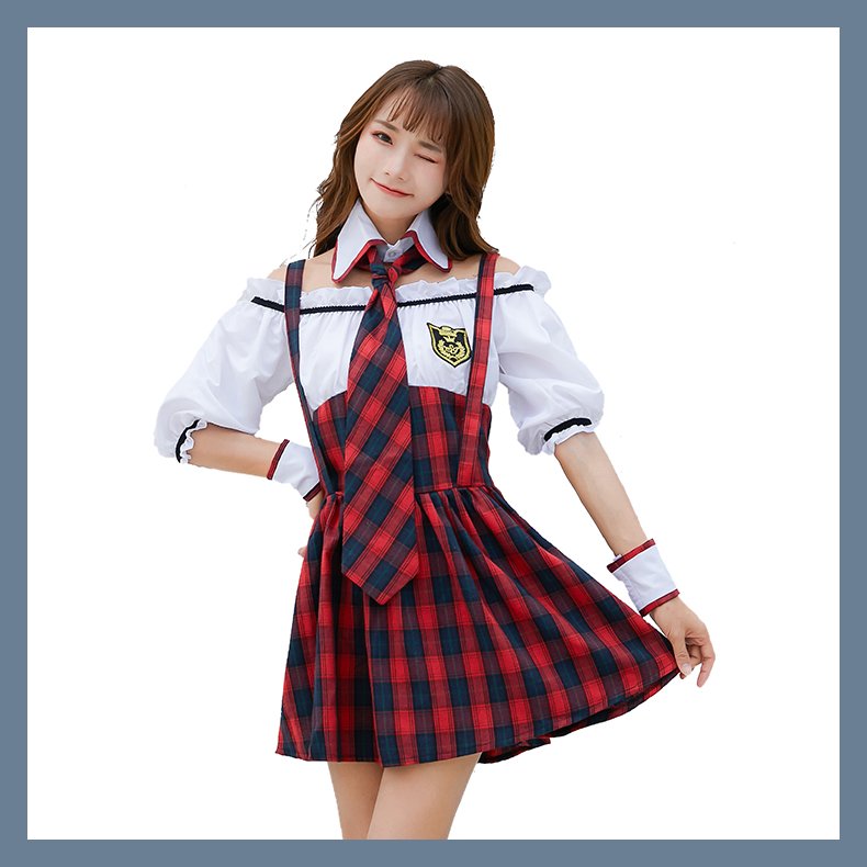 Skolepige Kostume 4 dele