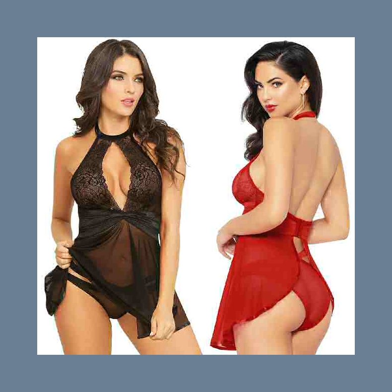 Open Keyhole Babydoll Set