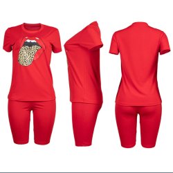 Tongue T Shirt Shorts Casual Two Piece Suits