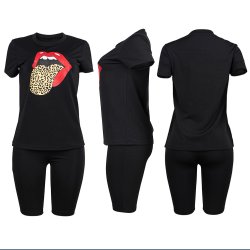 Tongue T Shirt Shorts Casual Two Piece Suits