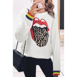 Lips Leopard Langrmet Sweatshirt