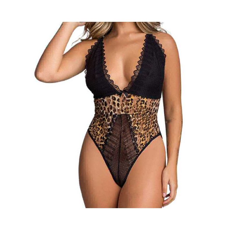 Dyb V-blonde blonder leopard Bodysuit