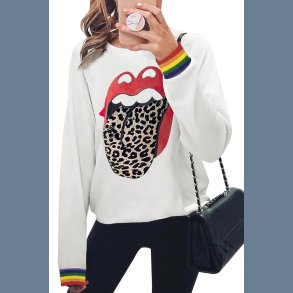 Lips Leopard Langrmet Sweatshirt
