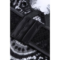 Black Spaghetti Strap Eyelash Lace Bra Set