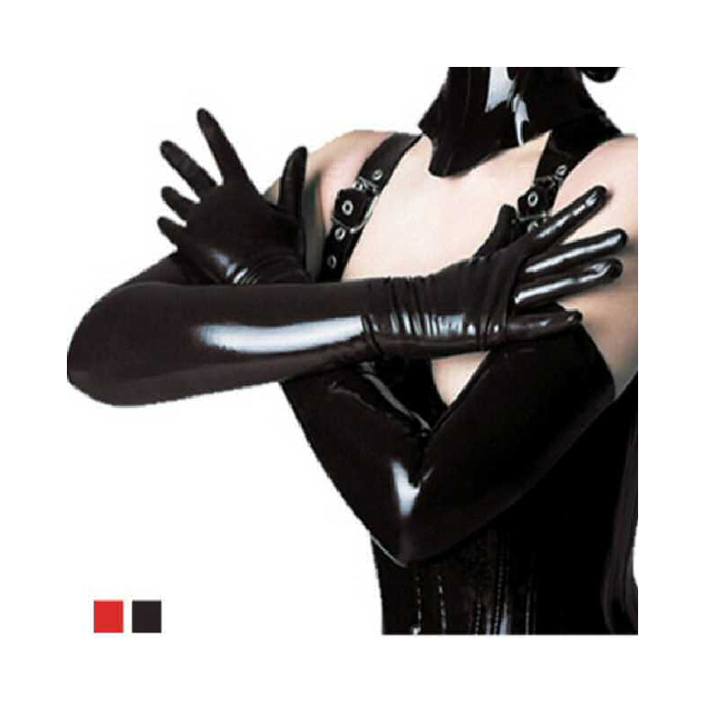 gaben Termisk åbenbaring Lange Wetlook PVC handsker - Handsker-Tasker - Fie's Kostumer og udklædning