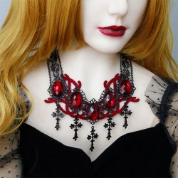 Victoriansk Gotisk Rubin Halskde