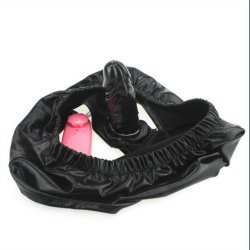 Dildo Latex Trusser Sort med Vibrator