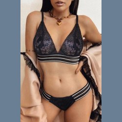 Strappy Band Floral Lace Bikini Lingerie