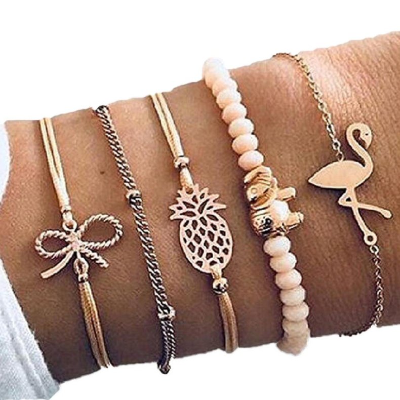 5 dele Flamingo Ananas Armbnd