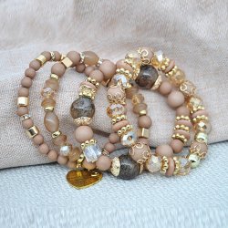 Pink Kugle Hjerte Armbnd