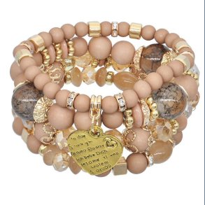 Pink Kugle Hjerte Armbnd