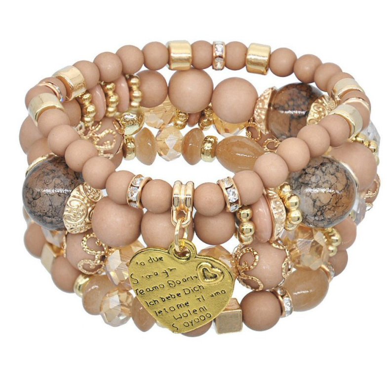 Pink Kugle Hjerte Armbnd