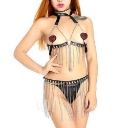 Lderkde-bh G-streng Bondage Clubwear