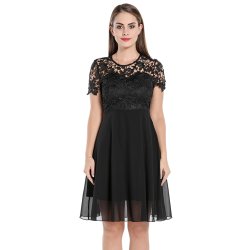 Elegant Blomster blonde og chiffon Sort Cocktail party Kjole