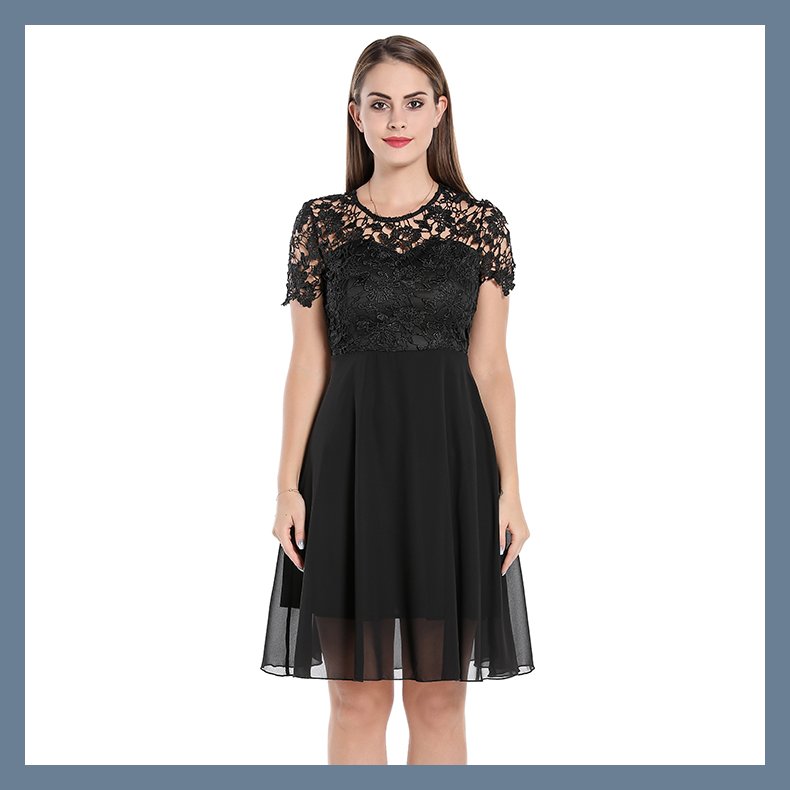 Elegant Blomster blonde og chiffon Sort Cocktail party Kjole