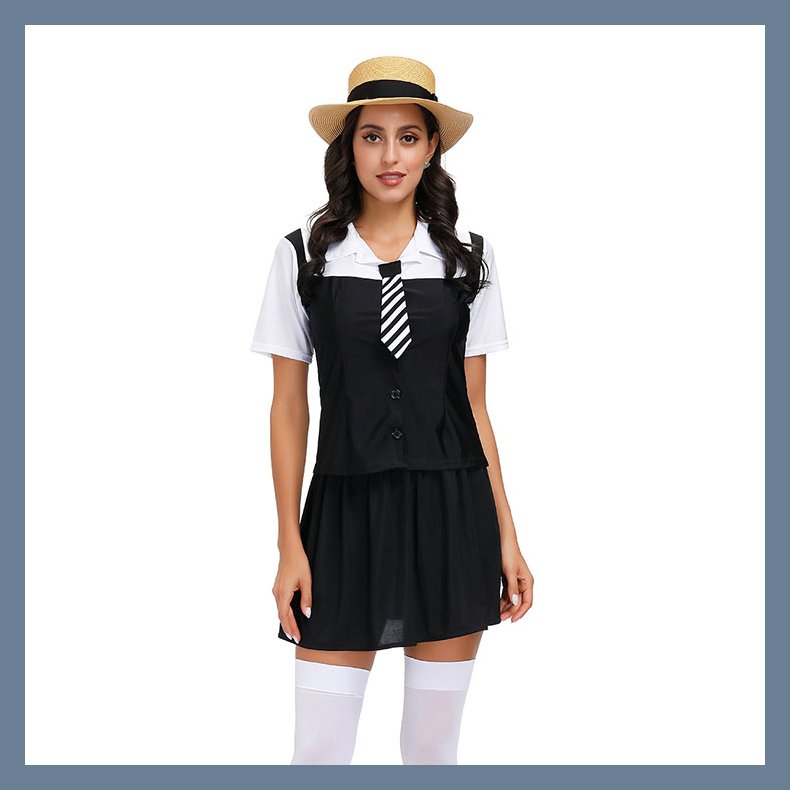 Klassisk Skolepige kortrmet Voksen Cosplay Kostume