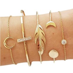 5 stk mne- og bladarmbnd