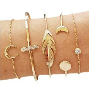 5 stk mne- og bladarmbnd