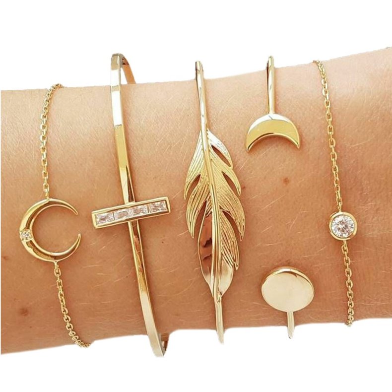 5 stk mne- og bladarmbnd