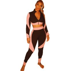 Hj Talje Sports Leggins st med kontrast lynls samt Top