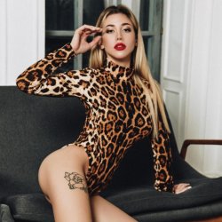 Leopard Bodysuit med Lange rmer