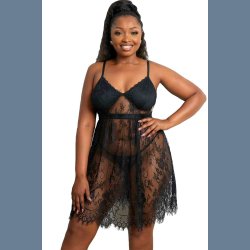 Sort Valentine-bh Gennemsigtige Blomster Blonde Babydoll 