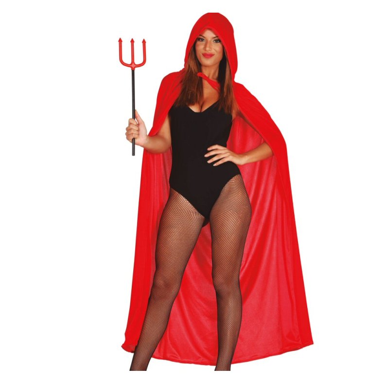 Rd Velour Kappe med Htte 130 cm