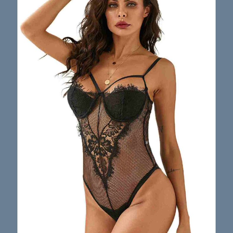 Sort Gennemsigtig jenvippe-blonde Teddy-bodysuit 