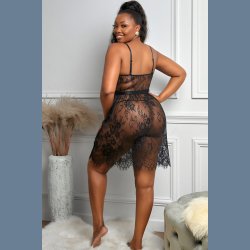 Sort Valentine-bh Gennemsigtige Blomster Blonde Babydoll 