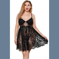 Sort Valentine-bh Gennemsigtige Blomster Blonde Babydoll 