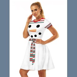 Vidunderlig 3D Print Rund Krave Skater Snemand Kjole